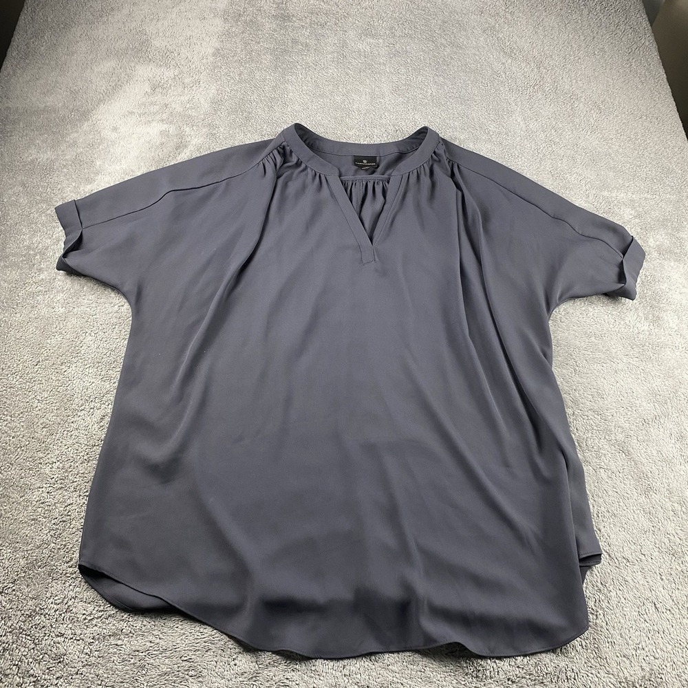 Worthington Short Sleeve Blouse Top Size XL Gray